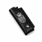 Preview: Leather lighter case Serbia black with emblem