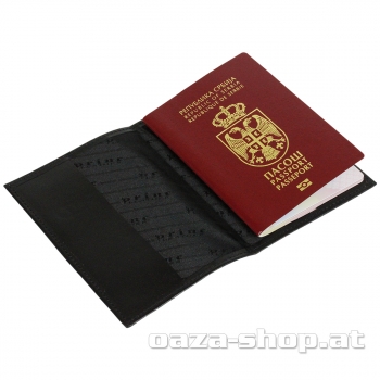 Kožni uložak za pasoš SRB crni
