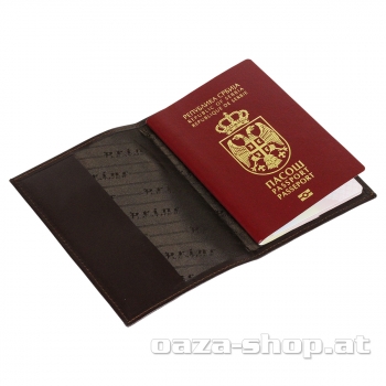 Kožni uložak za pasoš SRB braun