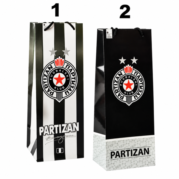 Schwarz weiße FK Partizan Geschenktüte mit Vereinswappen