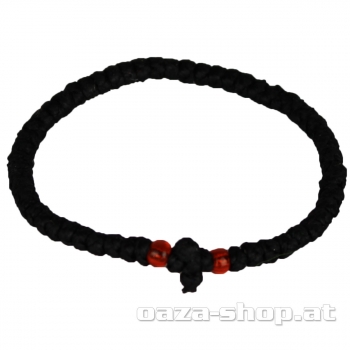 Grčka crna pletena brojanica sa crvenim perlama