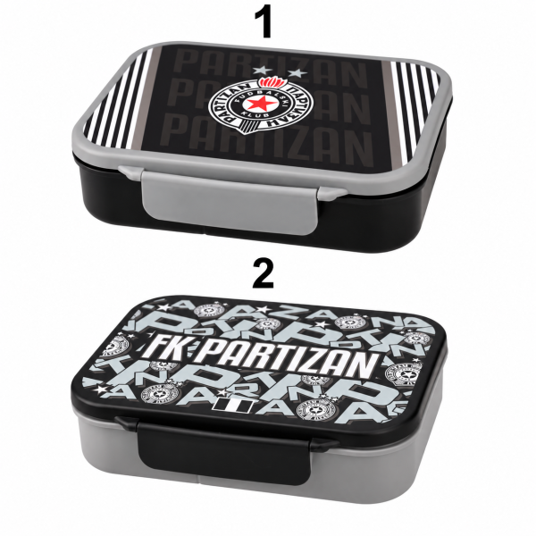 FK Partizan Brotdose 1000 ml im schwarz-weißen Vereinsdesign