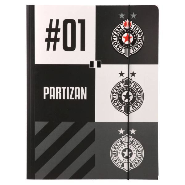 FK Partizan A4 Sammelmappe mit Gummiband im schwarz-weißen Vereinsdesign  SEO Bildname: fk-partizan-a4-sammelmappe-mit-gummiband.jpg