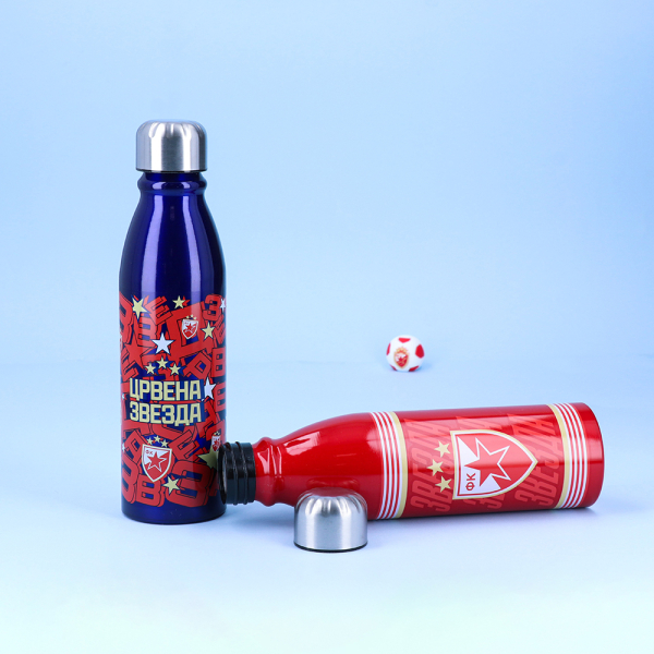 Preview: FK Crvena zvezda Aluminium Trinkflasche 600 ml mit Vereinswappen