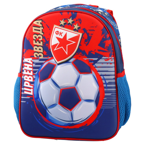 FK Crvena zvezda 3D Kindergarten-Rucksack mit Vereinswappen und Fußball