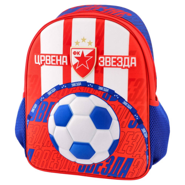 FK Crvena zvezda 3D Kindergarten-Rucksack mit großem Fußball und Vereinswappen