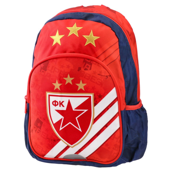 Rot blauer FK Crvena zvezda Vorschulrucksack mit Vereinswappen und drei Sternen