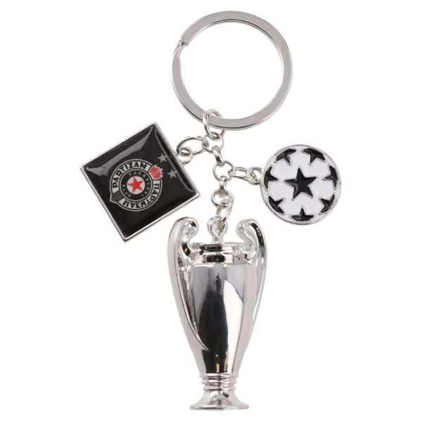 FK Partizan Schlüsselanhänger mit silbernem Pokal Fußball und Vereinswappen