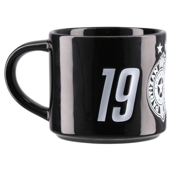 FK Partizan 1945 Keramiktasse 325 ml schwarz weiß mit Vereinswappen