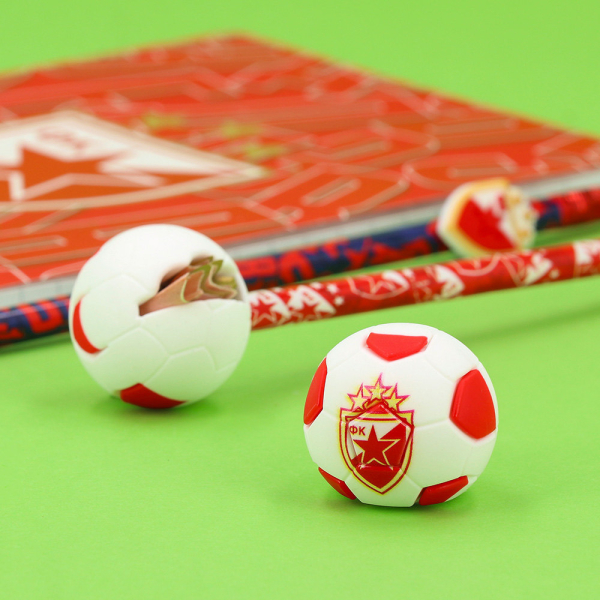 Preview: FK Crvena zvezda Spitzer in Form eines rot-weißen Fußballs mit Vereinswappen