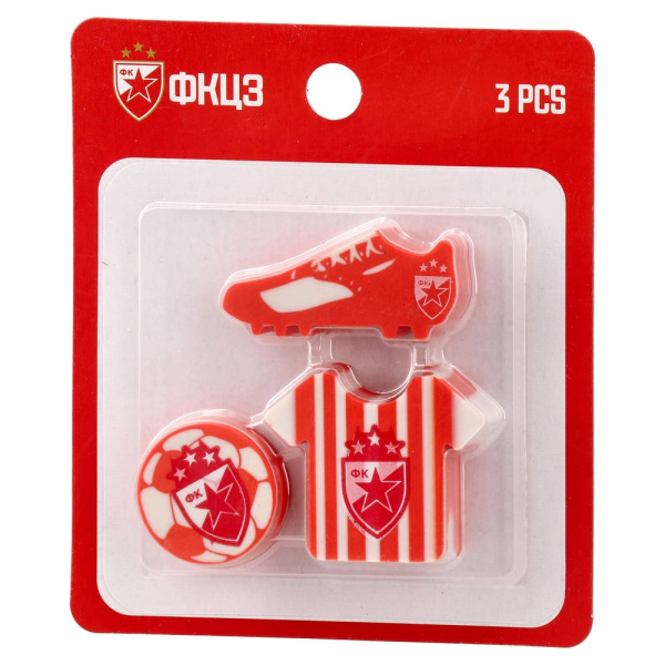 FK Crvena zvezda Radiergummi Set mit Fußball Trikot und Fußballschuh