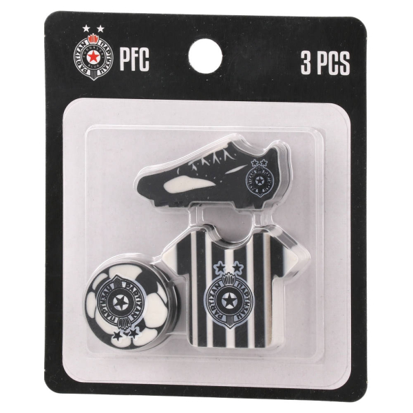 FK Partizan Radiergummi Set mit Trikot Fußball und Fußballschuh 3 Stück