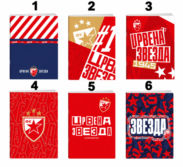 FK Crvena zvezda Notizhefte A4 und A5 mit UV-Lack und verschiedenen rot-weißen Designs