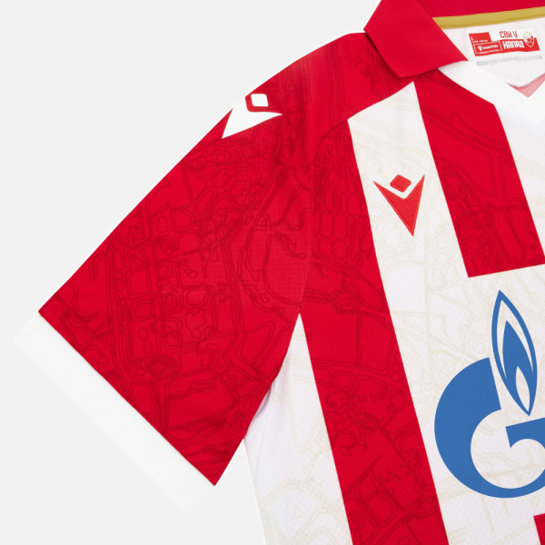 Preview: Kinder FK Crvena zvezda Heimtrikot 2026/27 von Macron in Rot und Weiß