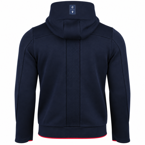 Preview: FK Crvena zvezda PRO Full-Zip Hoodie Dunkelblau 2026/27 Macron mit Kapuze und Vereinswappen