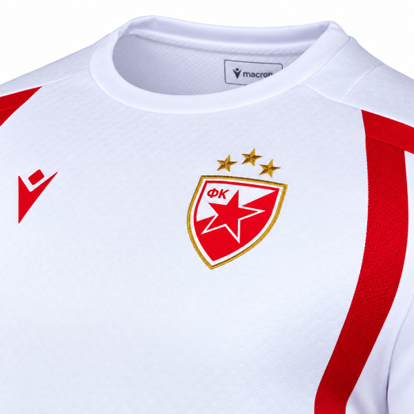 Preview: FK Crvena zvezda Trainingsshirt Weiß 2026/27 Macron mit Vereinswappen und roten Details
