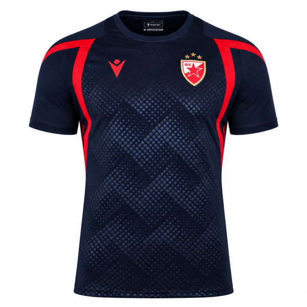 RED STAR Schriftzug und rote Schulterlinie auf FK Crvena zvezda Trainingsshirt