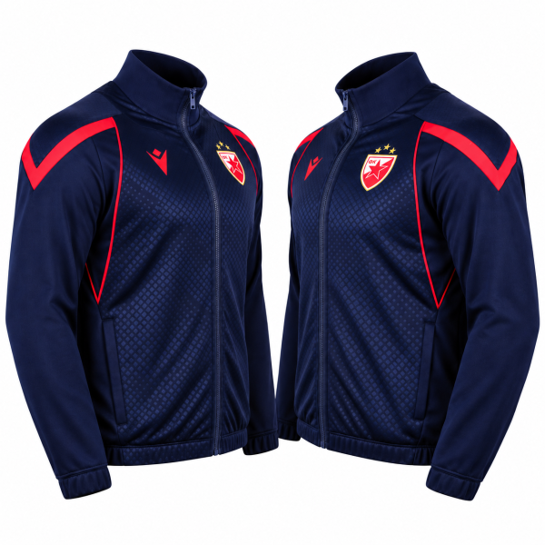 Preview: FK Crvena zvezda Zip-Sweatshirt 2026/27 Macron dunkelblau rot