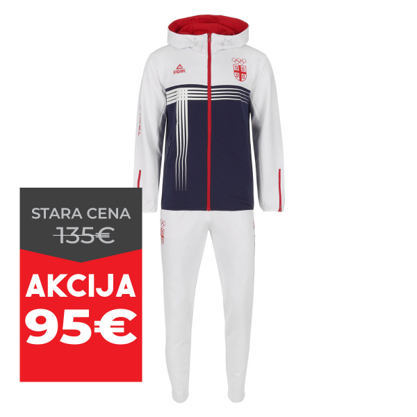 Trenerka ful zip PEAK SRB OKS bela/teget