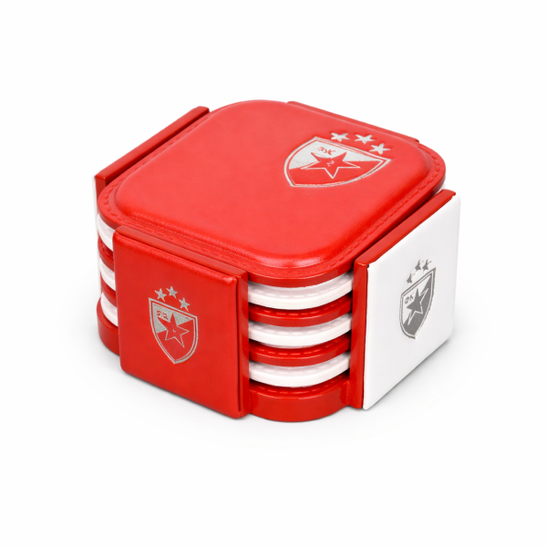 Leder Untersetzer FK Roter Stern Belgrad 6 Stück