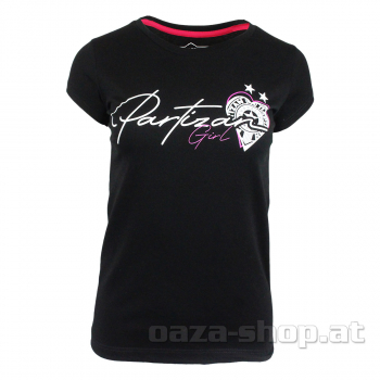Ženska majica PFC "Partizan Girl srce" crna