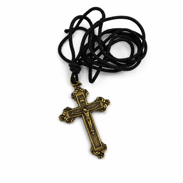 Orthodoxes Metallkreuz an schwarzer Kordel