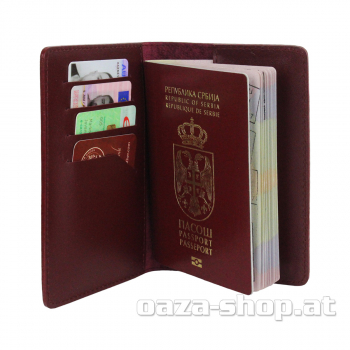 Kožni uložak za pasoš i kartice SRB bordo