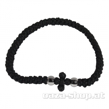 Grčka crna pletena brojanica sa providnim perlama
