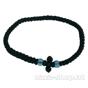 Grčka crna pletena brojanica sa tirkiznim perlama