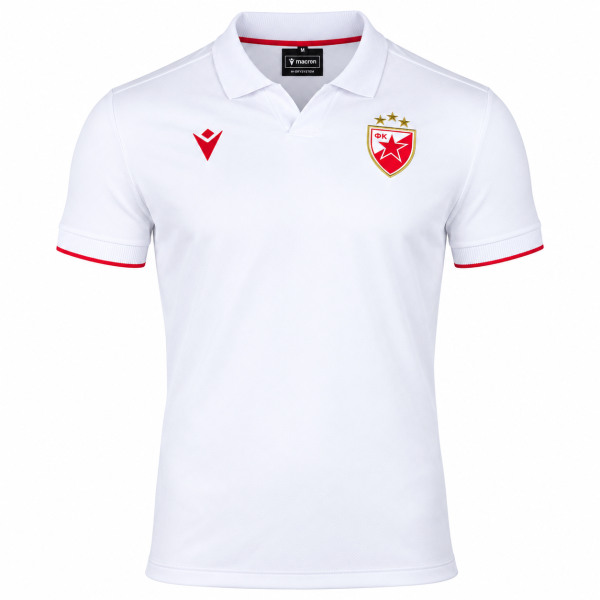 White FK Crvena zvezda 2026/27 Macron polo shirt with red details and club crest