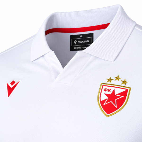 White FK Crvena zvezda 2026/27 Macron polo shirt with red details and club crest
