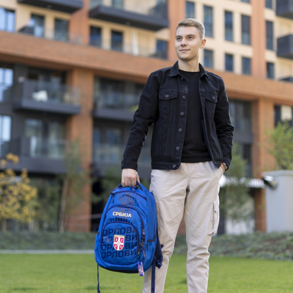 Blue Serbia FSS Ergo Backpack with Serbian crest and Orlovi design