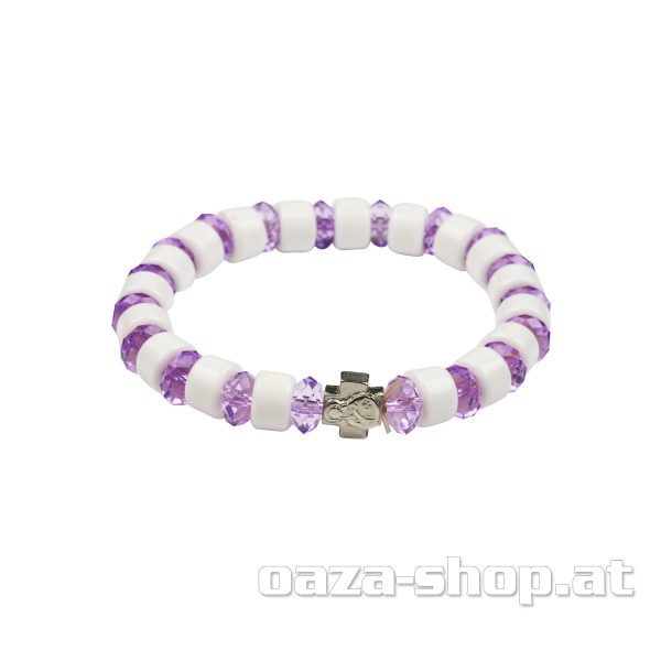 Brojanica sa perlama bela/ljubičasta