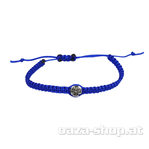 Brojanica na vezivanje sa metalnim krstićem plava