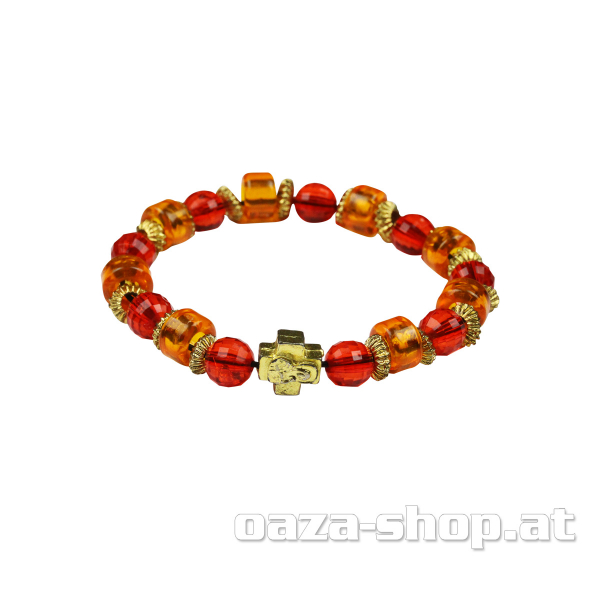 Brojanica sa perlama crvena/naranđasta