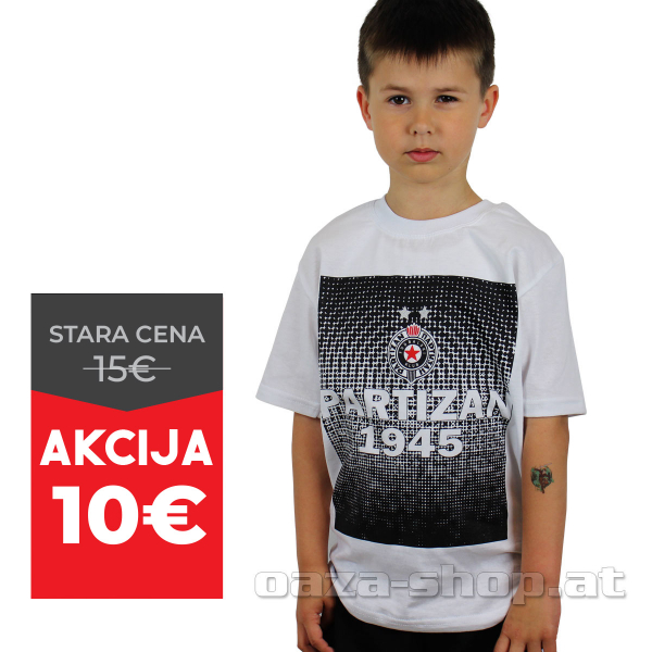 Dečija majica "PARTIZAN 1945" bela sa crnim printom