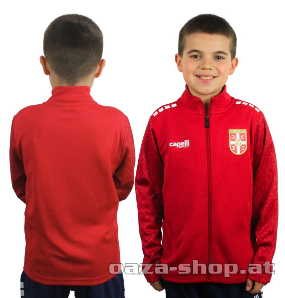 Kids Capelli Full Zip Jacket FSS 2025/26 Red with Serbia national team crest