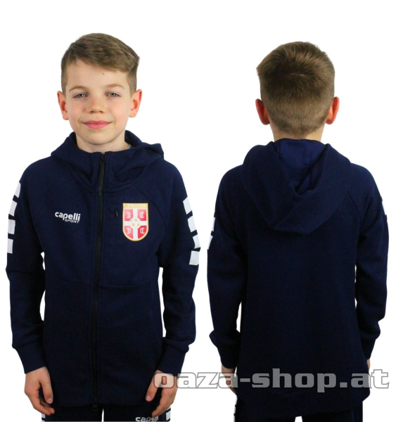 Kids Capelli Full Zip Hoodie FSS 2025/26 Navy with Serbia national team crest
