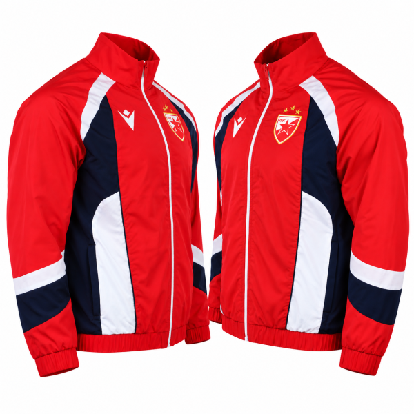 FK Crvena zvezda 2026/27 Macron red training jacket with white and navy details