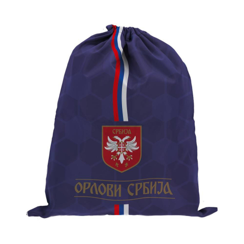 Tamnoplava torbica za patike Srbija FSS Orlovi Srbije sa grbom
