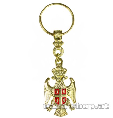 Privezak Srbija "GRB" dvoglavi orao zlatno/crveni