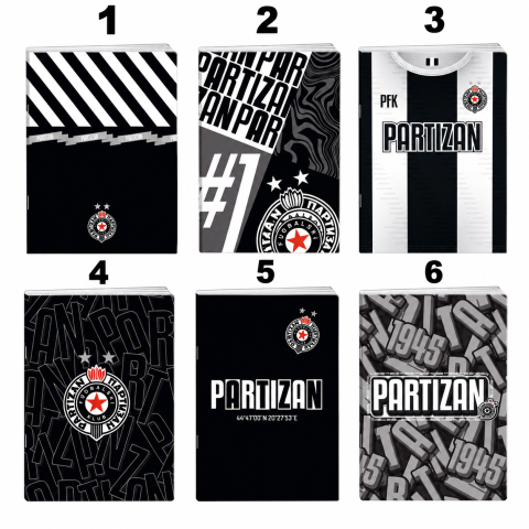 FK Partizan Notizhefte A4 und A5 mit UV-Lack in verschiedenen schwarz-weißen Designs